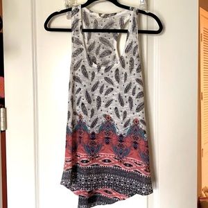 Boho print sweater tank top L